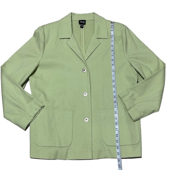 Eileen Fisher Textured Cotton Green Snap Jacket Blazer  Size M - Picture 4 of 7
